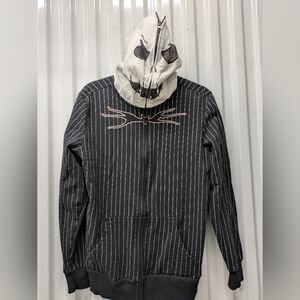 Disney Black and Cream Striped Zip-Up Sweater